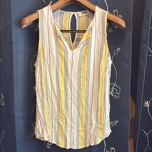 Yellow and White Relaxed Sleeveless Tank Top